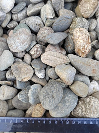 Kamenclub.ru: Галька речная окат (пестрая) фр. 20-40 мм. купить  в Луганске галька речная пестрая, серая, серые оттенки галька речная окатанная округлая 5000 руб/т   фото КАМЕНЬ КЛУБ