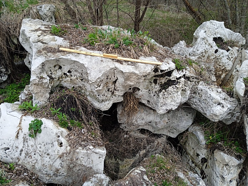 Kamenclub.ru: Выветренный известняк со мхом фр. 100-500 мм.  купить в Луганске известняк серый белый зеленый валун известняковый крупный 10000 руб/т   фото КАМЕНЬ КЛУБ