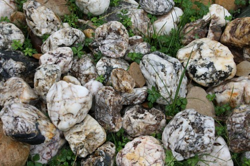 Kamenclub.ru: Кварцевый валунчик фр.100-300 мм.  купить в Луганске кварц белый, бежевый молочный рыжий крупный природный камень галечник 7850 руб/т   фото КАМЕНЬ КЛУБ